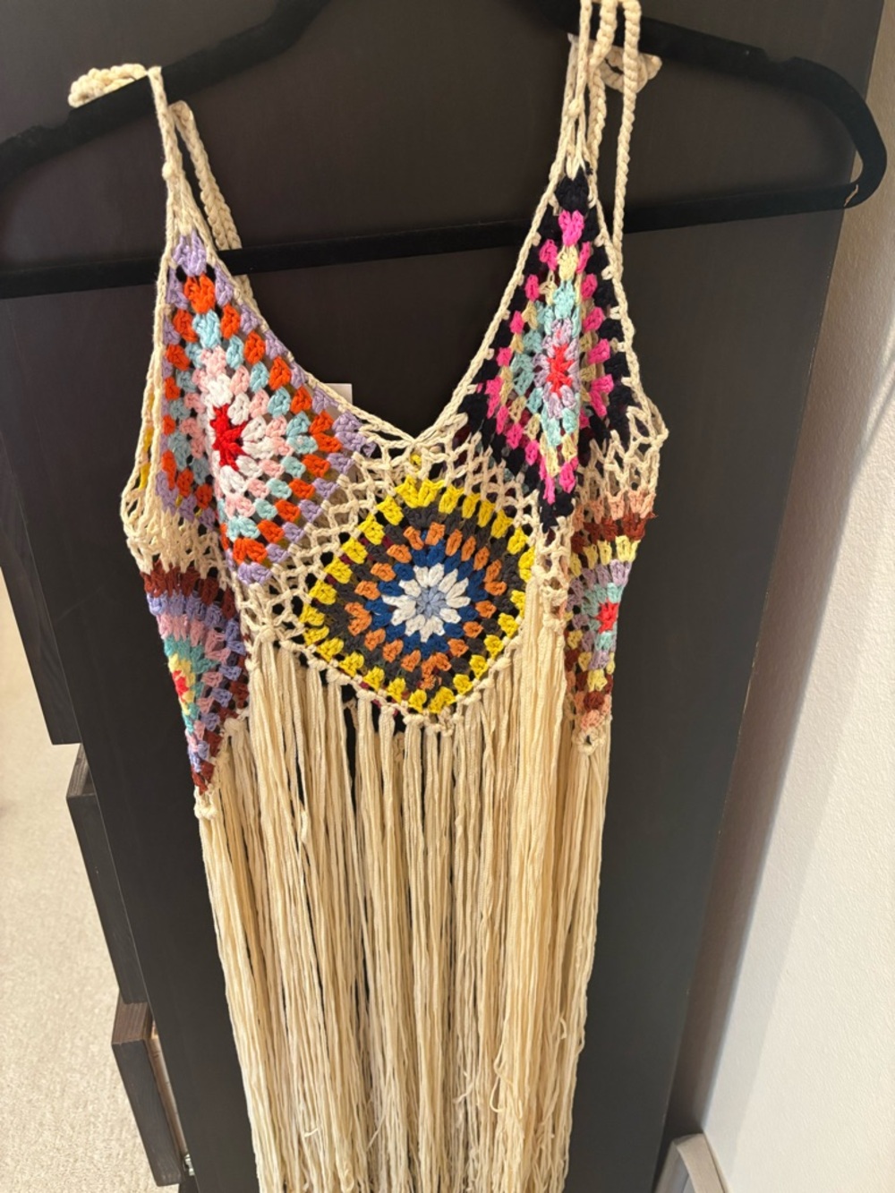 Crochet Fringe Festival Midi Dress / Top /Swim Coverup - Multicolor NWT